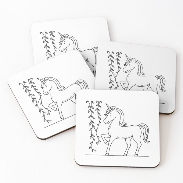 Item preview, A unicorn strolling with its horn brushing soft vines designed and sold by rasagamastore.