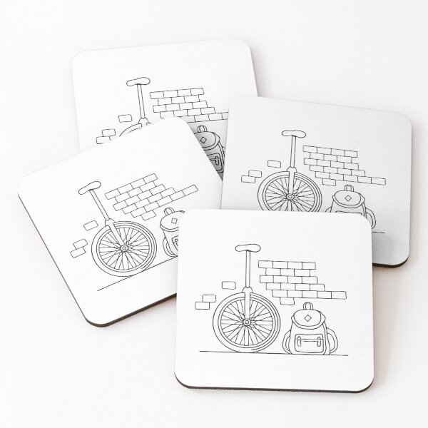 Item preview, A unicycle standing against a brick wall next to a schoolbag designed and sold by rasagamastore.