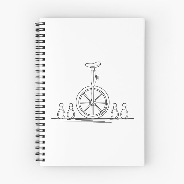 Item preview, A unicycle near juggling pins scattered on the ground designed and sold by rasagamastore.