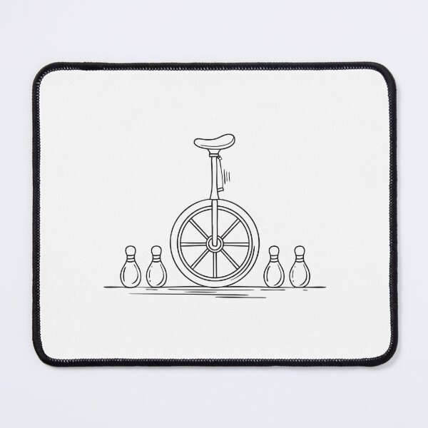 Item preview, A unicycle near juggling pins scattered on the ground designed and sold by rasagamastore.