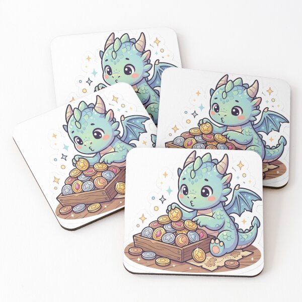Item preview, Cute Baby Dragon Treasure Sticker | Kawaii Fantasy Dragon with Treasure Chest | Magical Creature Cartoon Sticker designed and sold by AdityaShop18.
