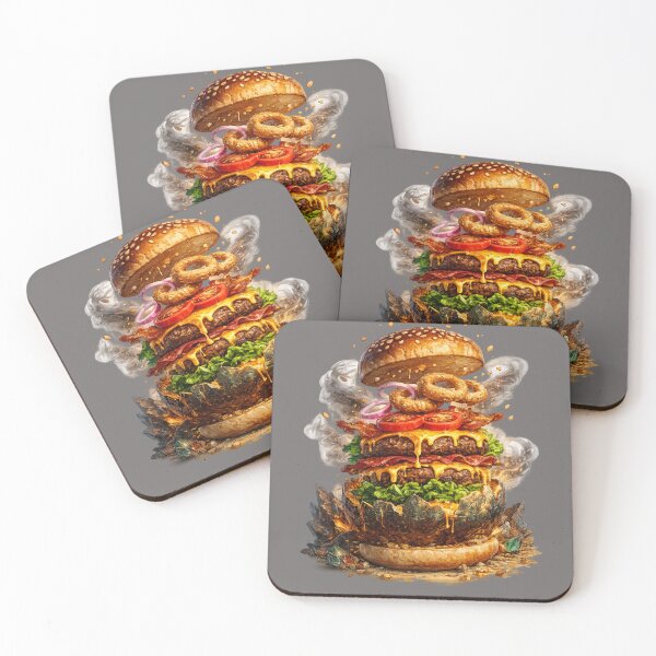 Item preview, Explosive Layered Burger: Dramatic Onion Rings Stack Burger Art designed and sold by irfanshikh.