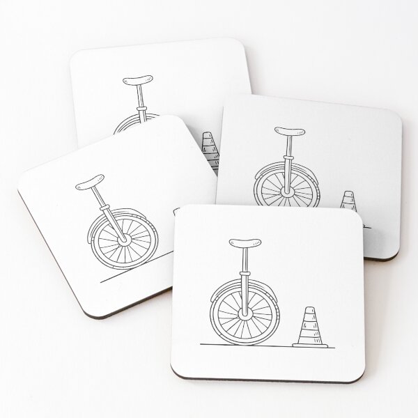 Item preview, A unicycle resting next to a traffic cone on the sidewalk designed and sold by rasagamastore.