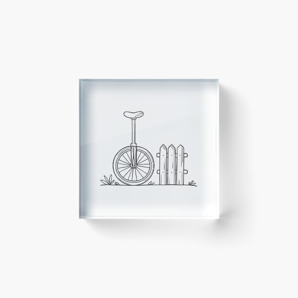 Item preview, A unicycle standing near a post at the edge of a fence designed and sold by rasagamastore.