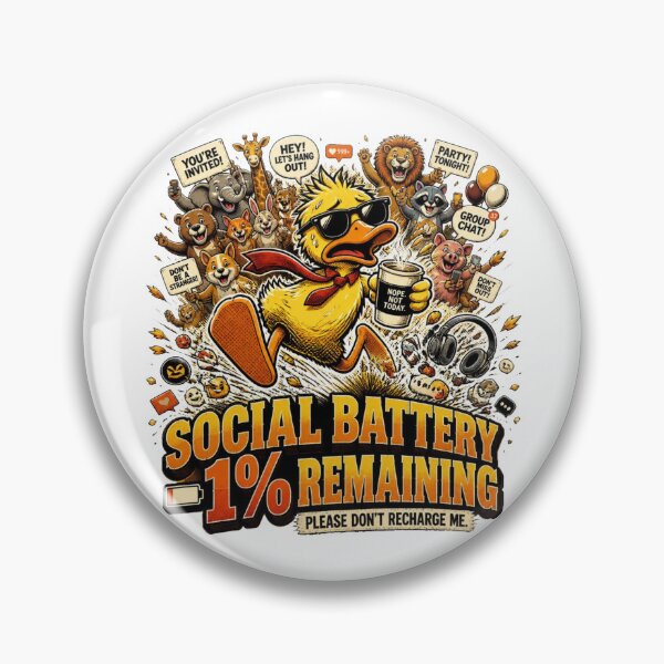 Item preview, Social Battery 1% Remaining – Funny Introvert Duck Vintage Comic designed and sold by Cavalier-org.