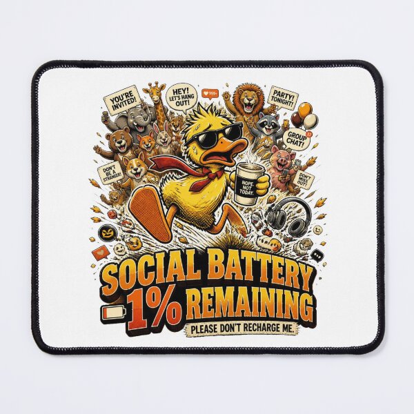 Item preview, Social Battery 1% Remaining – Funny Introvert Duck Vintage Comic designed and sold by Cavalier-org.