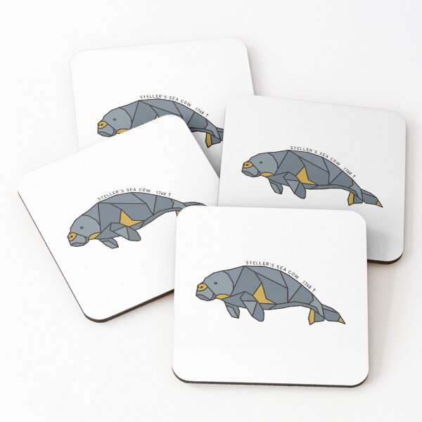 Item preview, Geometric Steller's Sea Cow - Mustard & Grey Accents designed and sold by AnimalsKnowAll.