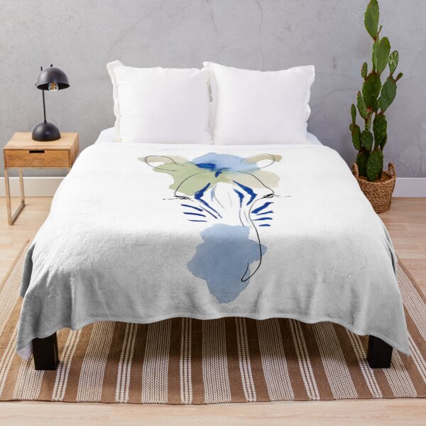 Item preview, Minimalist Watercolor Zebra Portrait | Modern Abstract Animal Line Art | Blue Safari Wall Art designed and sold by Ramona-Gliga.