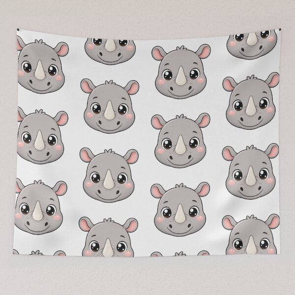 Item preview, Cute Kawaii Rhino Happy Animal Safari Cartoon designed and sold by Seculinator.