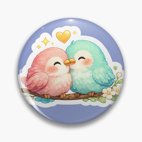 Item preview, Cute Love Birds Sticker | Kawaii Pastel Birds | Romantic Bird Couple | Adorable Animal Aesthetic Sticker designed and sold by StyloStudio.