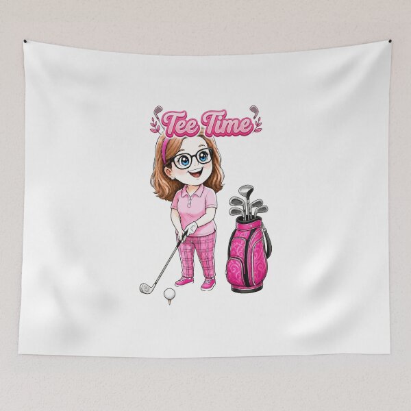Item preview, Cute Female Golfer Tee Time Chibi Graphic designed and sold by ArtisticDesignsbyLinda.
