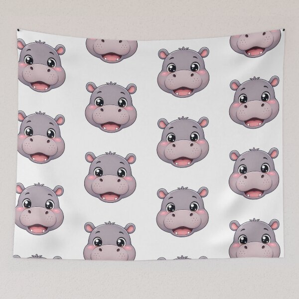 Item preview, Cute Kawaii Hippo Happy Animal Safari Cartoon designed and sold by Seculinator.