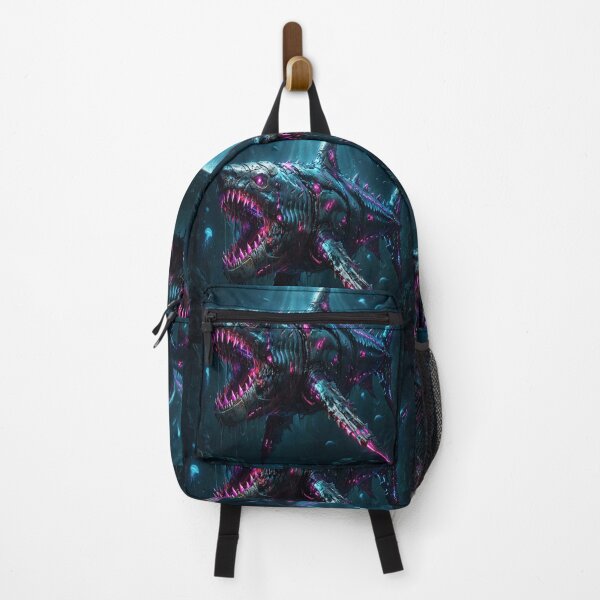 Item preview, Cyberpunk great white shark swimming through the ocean designed and sold by JMAVILA ART.