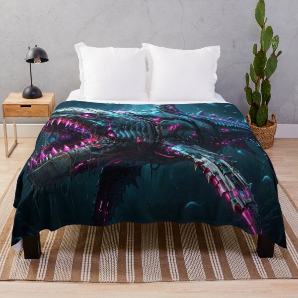 Item preview,  Cyberpunk great white shark swimming through the ocean designed and sold by JMAVILA ART.
