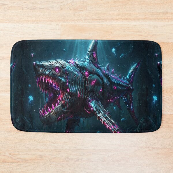 Item preview,  Cyberpunk great white shark swimming through the ocean designed and sold by JMAVILA ART.