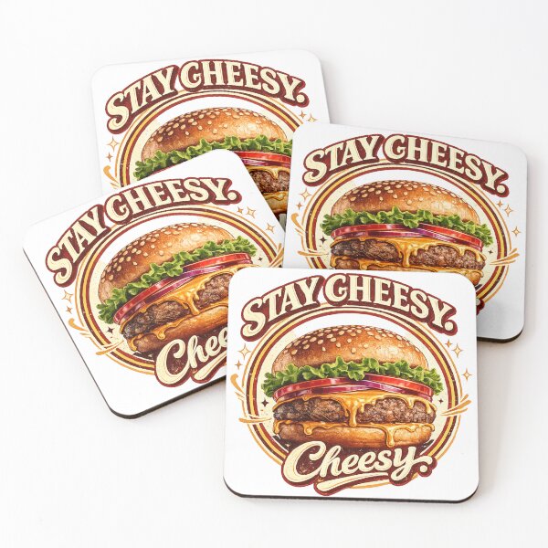 Item preview, Stay Cheesy: Retro Circular Badge Cheeseburger Vintage Typography designed and sold by irfanshikh.