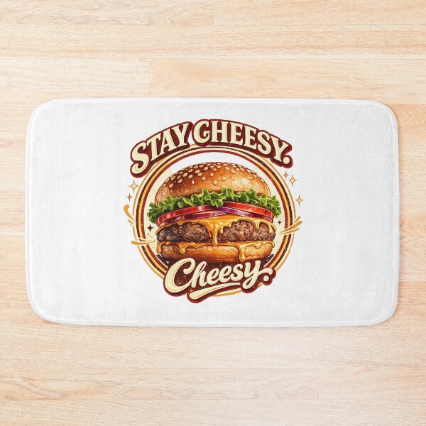 Item preview, Stay Cheesy: Retro Circular Badge Cheeseburger Vintage Typography designed and sold by irfanshikh.