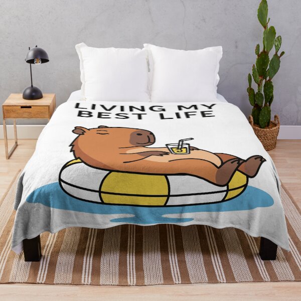 Item preview, Chilling Capybara Living My Best Life Summer Pool Float designed and sold by Amir Faysal.
