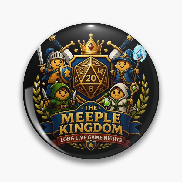 Item preview, The Meeple Kingdom - Long Live Game Nights RPG Crest designed and sold by BadhbhLoot.