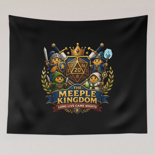 Item preview, The Meeple Kingdom - Long Live Game Nights RPG Crest designed and sold by BadhbhLoot.