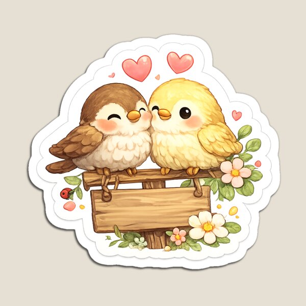 Item preview, Cute Bird Couple Sticker | Kawaii Love Birds | Adorable Sparrow & Chick | Pastel Bird Aesthetic | Romantic Animal Sticker designed and sold by StyloStudio.