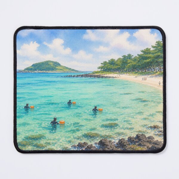 Item preview, Korea Jeju Hyeopjae Beach Haenyeo Watercolor - Biyang Island Pine Tree Art Print designed and sold by KOREA-HAENAM.