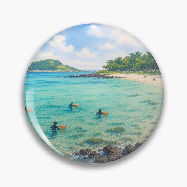Item preview, Korea Jeju Hyeopjae Beach Haenyeo Watercolor - Biyang Island Pine Tree Art Print designed and sold by KOREA-HAENAM.