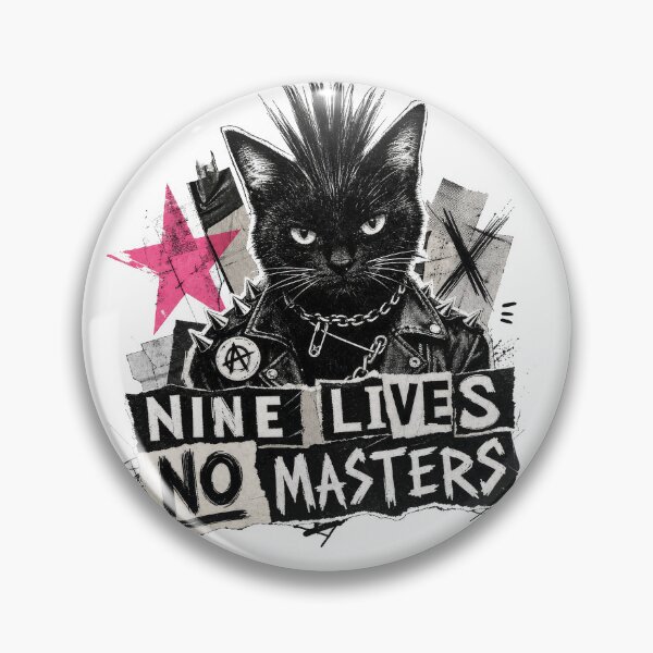 Item preview, Punk Cat Nine Lives No Masters Mohawk Anarchy designed and sold by AntiqueImages.