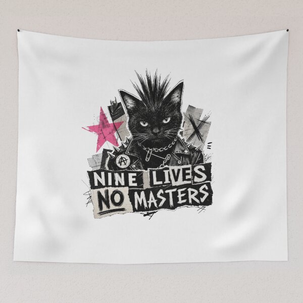 Item preview, Punk Cat Nine Lives No Masters Mohawk Anarchy designed and sold by AntiqueImages.
