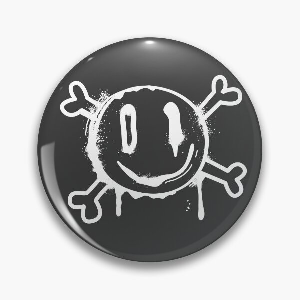 Item preview, Grunge Smiley Skull and Crossbones Doodle white designed and sold by ndesigne.