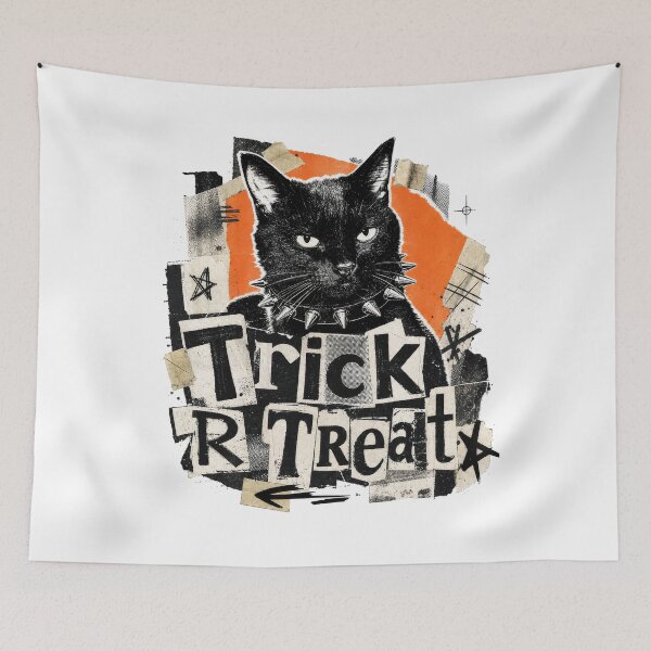 Item preview, Punk Black Cat Trick or Treat Halloween Spooky designed and sold by AntiqueImages.