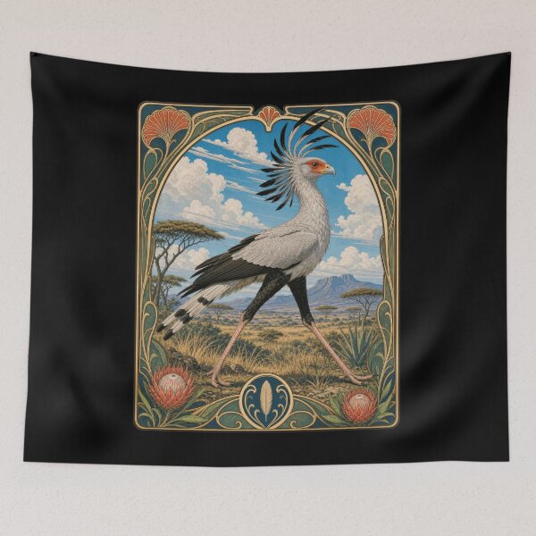 Item preview, African Secretarybird Art Nouveau Wildlife Bird designed and sold by AntiqueImages.