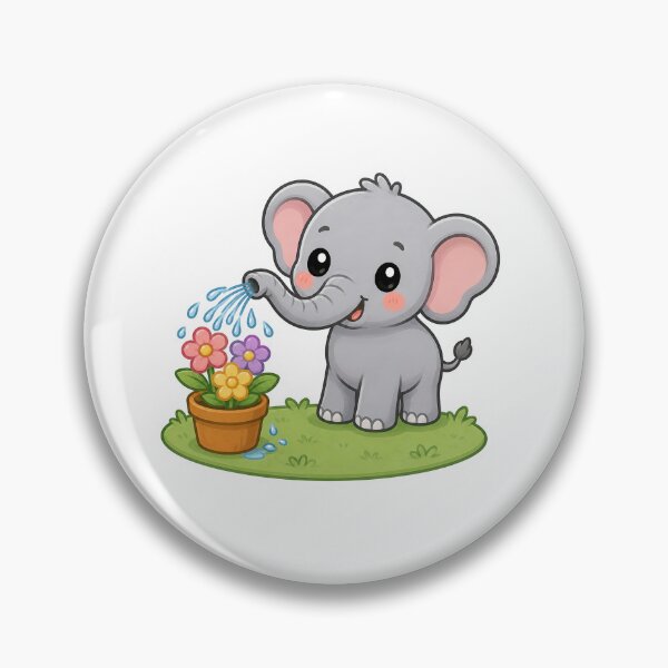 Item preview, Elephant Watering Flowers Sticker designed and sold by PawsGiggles.
