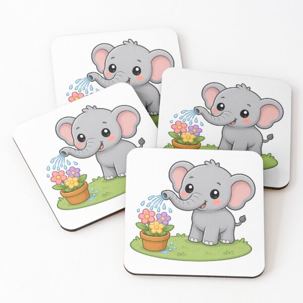 Item preview, Elephant Watering Flowers Sticker designed and sold by PawsGiggles.