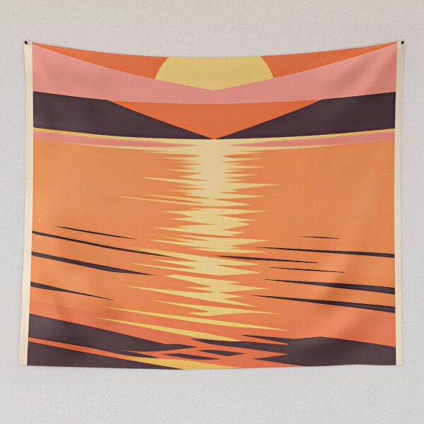 Item preview, Ocean Soul – Retro Tropical Sunset Illustration designed and sold by Spirit of Siam.