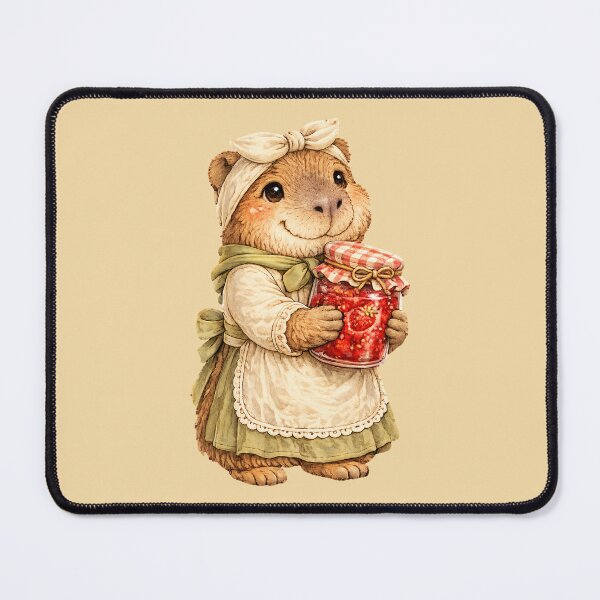 Item preview, Cute Capybara Jam Maker Holding Strawberry Preserves designed and sold by PocketCritter Studio.