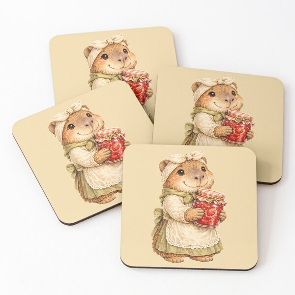 Item preview, Cute Capybara Jam Maker Holding Strawberry Preserves designed and sold by PocketCritter Studio.