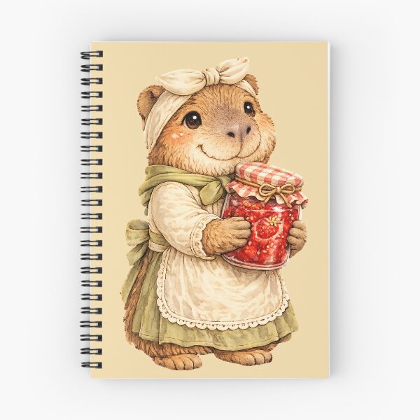 Item preview, Cute Capybara Jam Maker Holding Strawberry Preserves designed and sold by PocketCritter Studio.