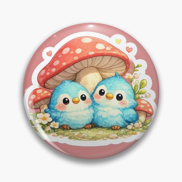 Item preview, Cute Blue Birds Under Mushroom Sticker | Kawaii Baby Birds | Whimsical Forest Animal Decal | Cottagecore Nature Art | Adorable Woodland Gift designed and sold by StyloStudio.