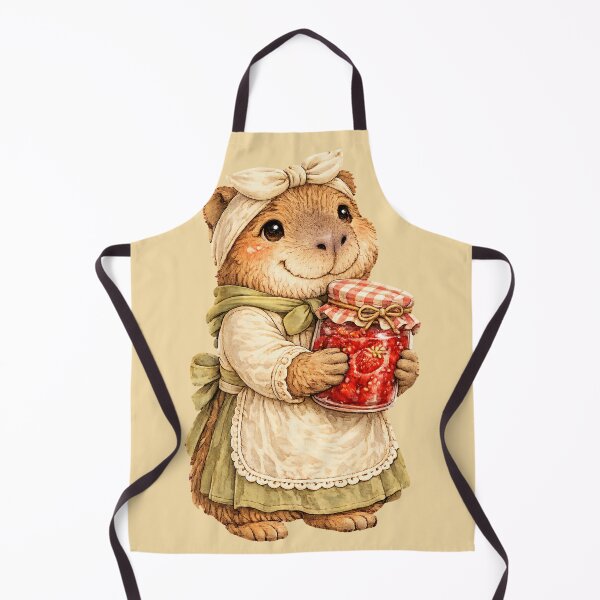 Item preview, Cute Capybara Jam Maker Holding Strawberry Preserves designed and sold by PocketCritter Studio.