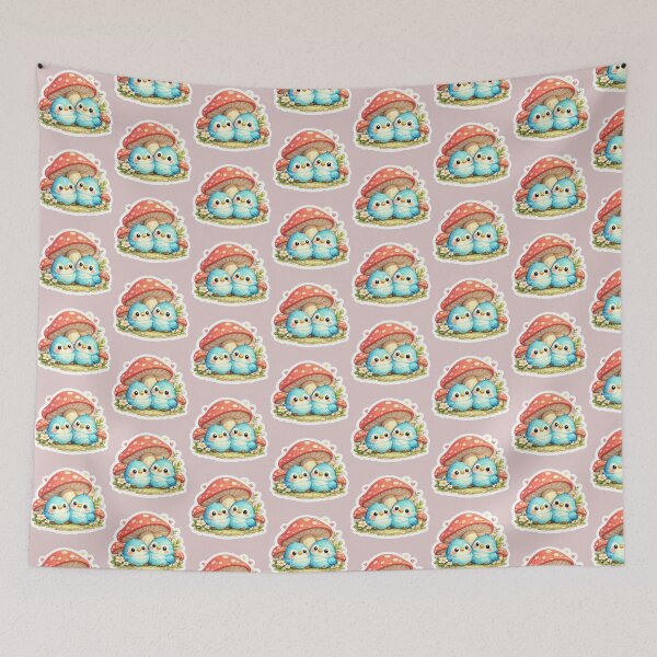 Item preview, Cute Blue Birds Under Mushroom Sticker | Kawaii Baby Birds | Whimsical Forest Animal Decal | Cottagecore Nature Art | Adorable Woodland Gift designed and sold by StyloStudio.