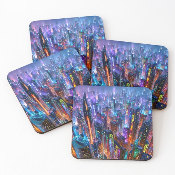 Item preview, Vibrant Neon Cityscape at Night in Futuristic Style designed and sold by Artessie.