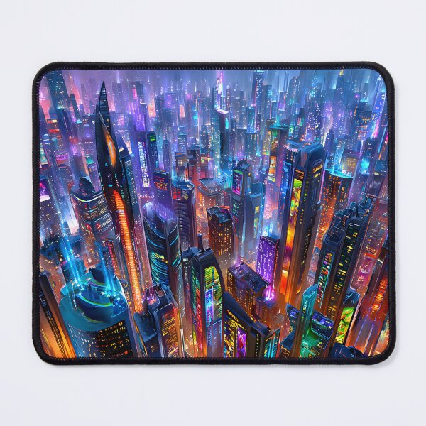 Item preview, Vibrant Neon Cityscape at Night in Futuristic Style designed and sold by Artessie.