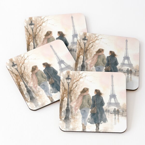 Item preview, Romantic Paris Street Scene Print designed and sold by LinaDesign Store.