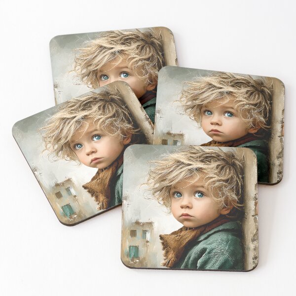 Item preview, Child with Messy Hair in a Dreamy Urban Scene designed and sold by Artessie.