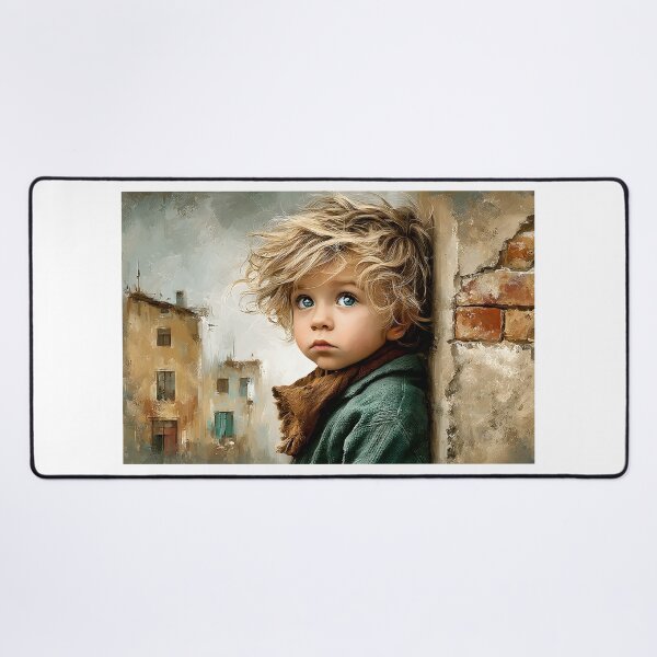 Item preview, Child with Messy Hair in a Dreamy Urban Scene designed and sold by Artessie.