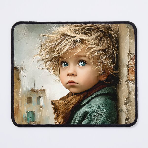 Item preview, Child with Messy Hair in a Dreamy Urban Scene designed and sold by Artessie.