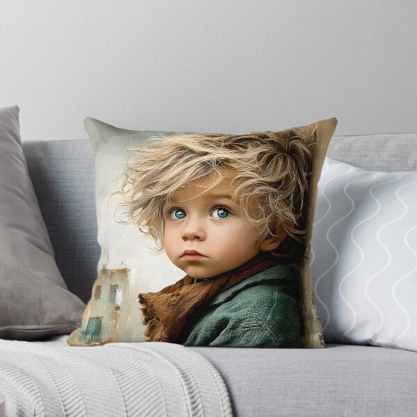 Item preview, Child with Messy Hair in a Dreamy Urban Scene designed and sold by Artessie.