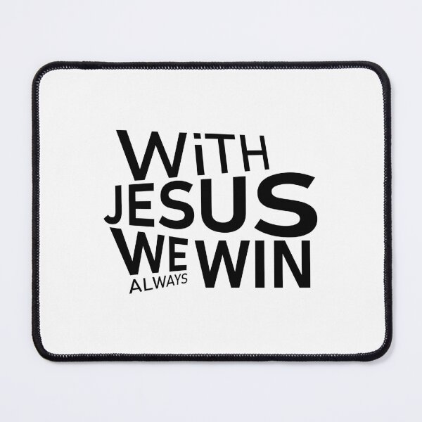 Item preview, With Jesus We Always Win – Christian Faith Typography T-Shirt Design designed and sold by CrossCrafted.