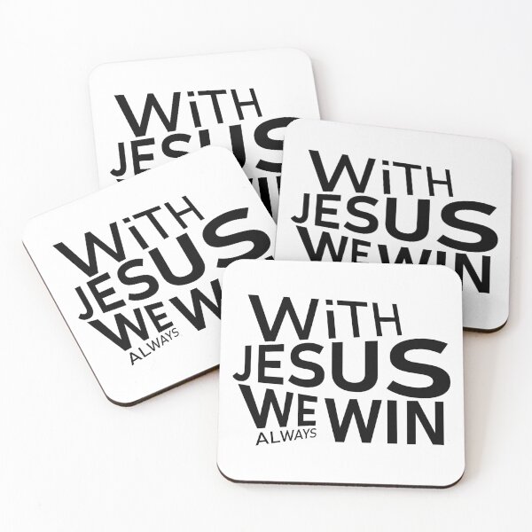 Item preview, With Jesus We Always Win – Christian Faith Typography T-Shirt Design designed and sold by CrossCrafted.